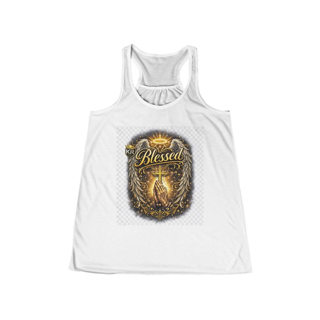 Blessed Prayer Tank Top — Women's Flowing Racerback Spiritual Graphic