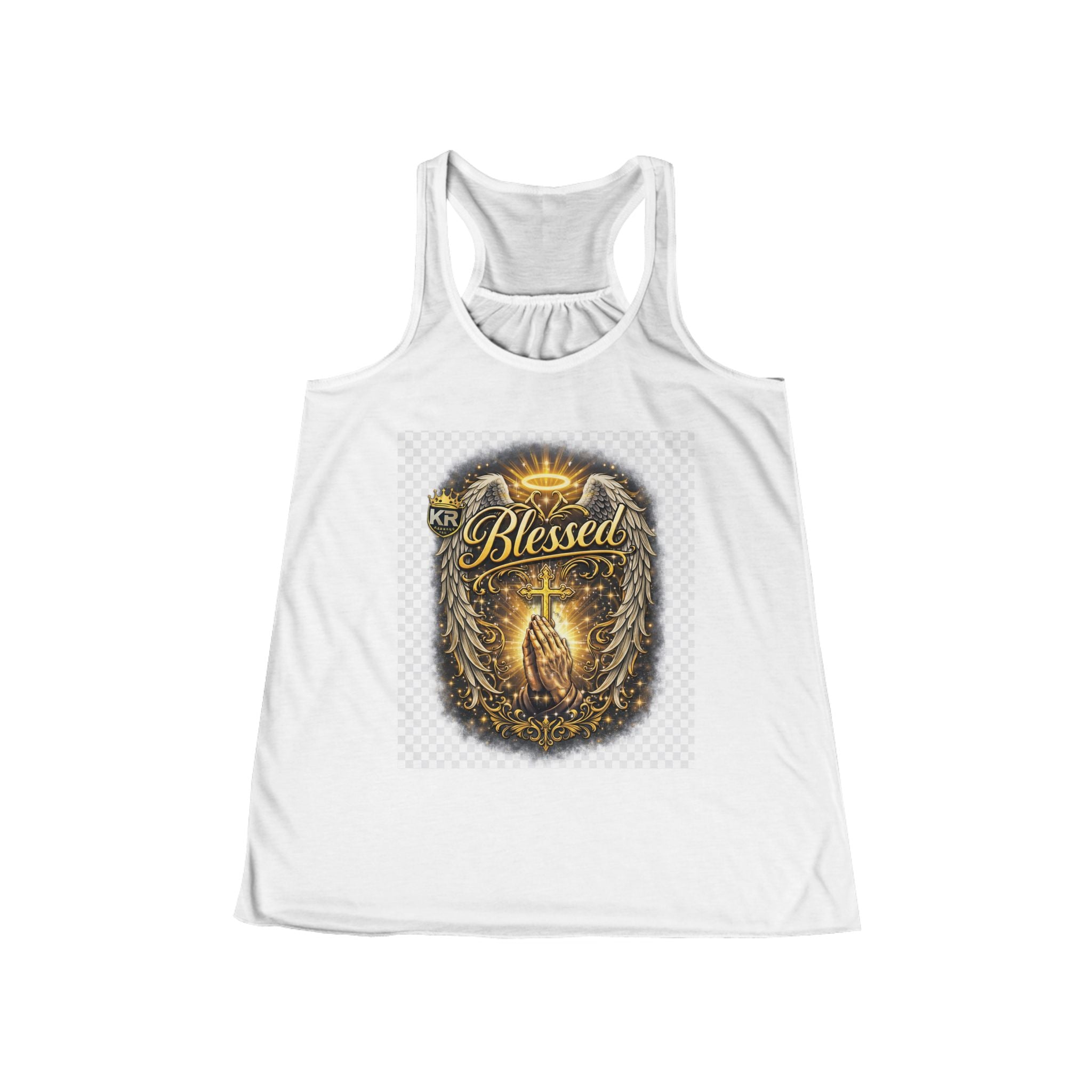 Blessed Prayer Tank Top — Women's Flowing Racerback Spiritual Graphic